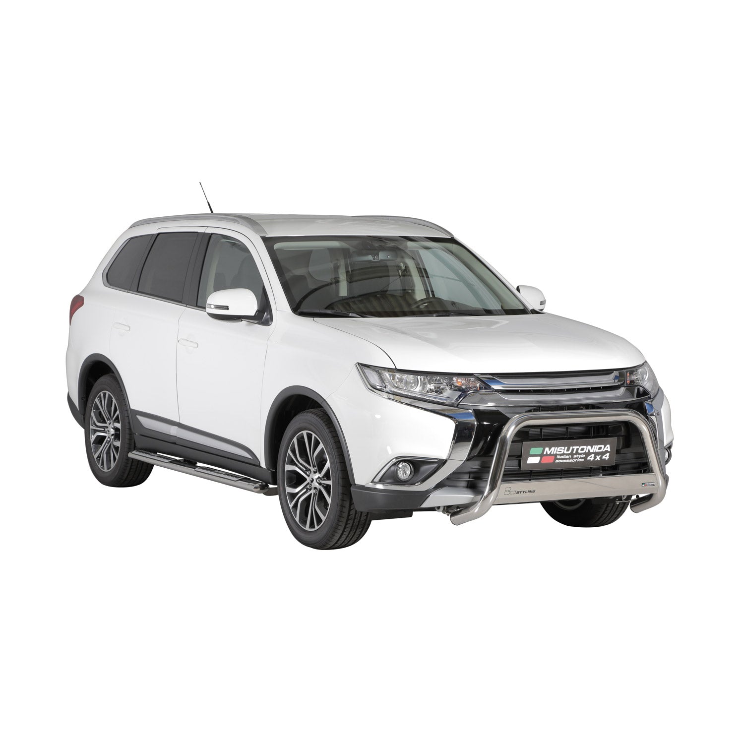 Stahl Schwellerrohre Trittbretter für Mitsubishi Outlander Hybrid 2013-2021 Grau