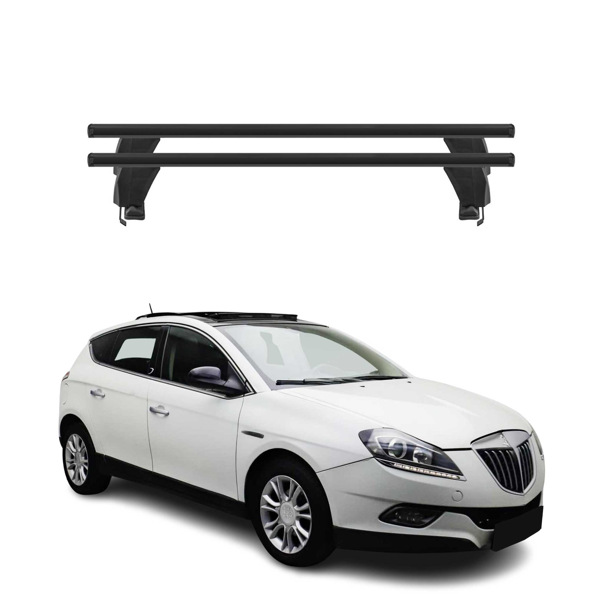 Menabo Dachträger Grundtäger für Lancia Delta 2008-2014 50kg Alu Schwarz 2 tlg