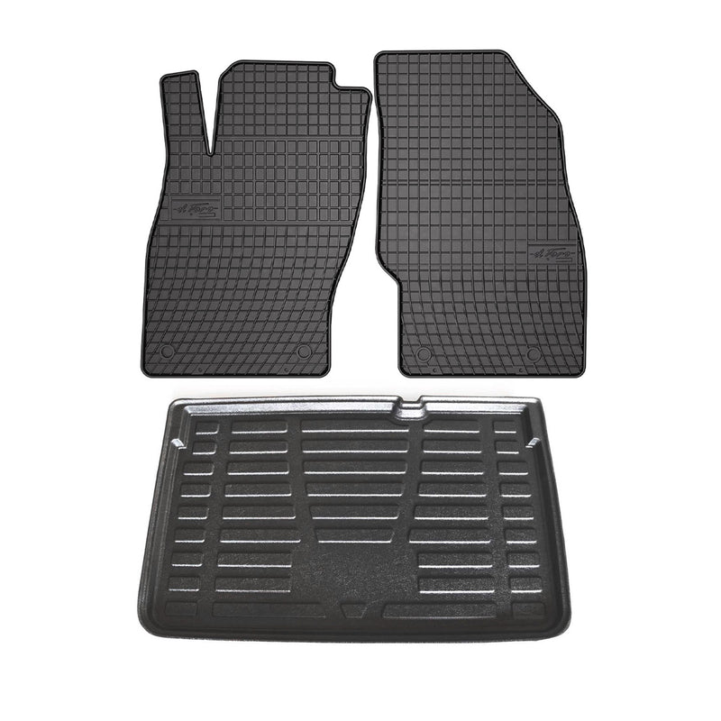 Fußmatten & Kofferraumwanne Set für Opel Corsa D 2006-2014 Gummi TPE Schwarz 3x