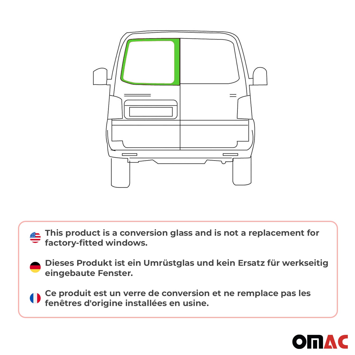 Heckscheibe Flügeltürfenster für VW T5 2003-2015 L1 L2 Hinten Links Schwarz Auto