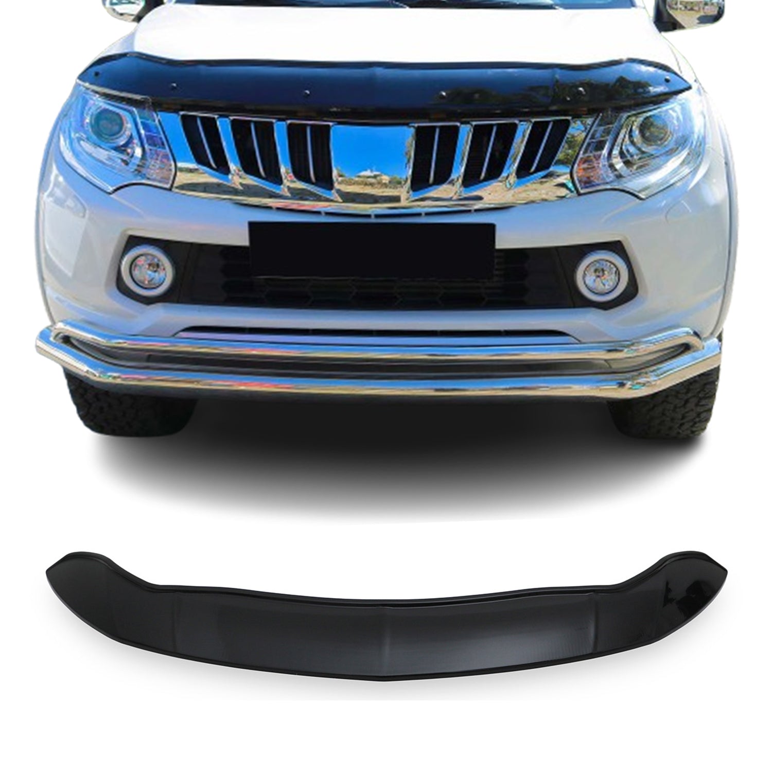 Motorhaube Deflektor Insektenschutz für Mitsubishi L200 2015-2020 Dunkel