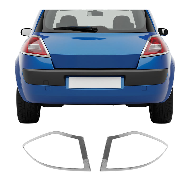 Rücklicht Leisten Heckleuchte für Renault Megane 2 Schrägheck Chrom ABS 2tlg