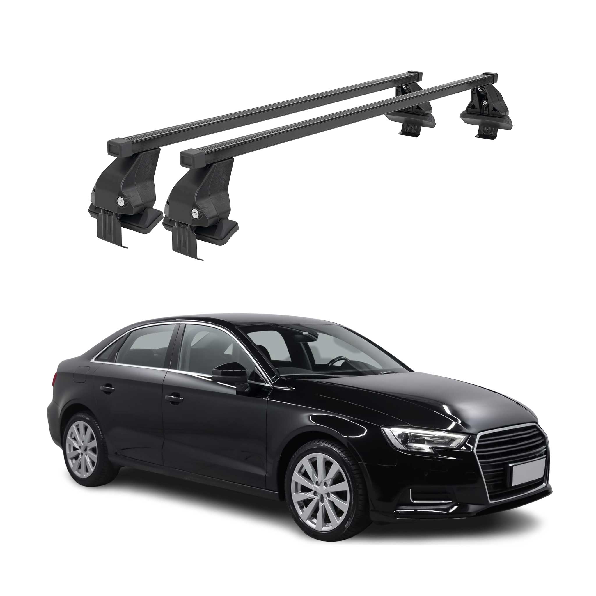 Menabo Dachträger Grundtäger für Audi A3 Stufenheck 2012-2020 50kg Stahl Schwarz
