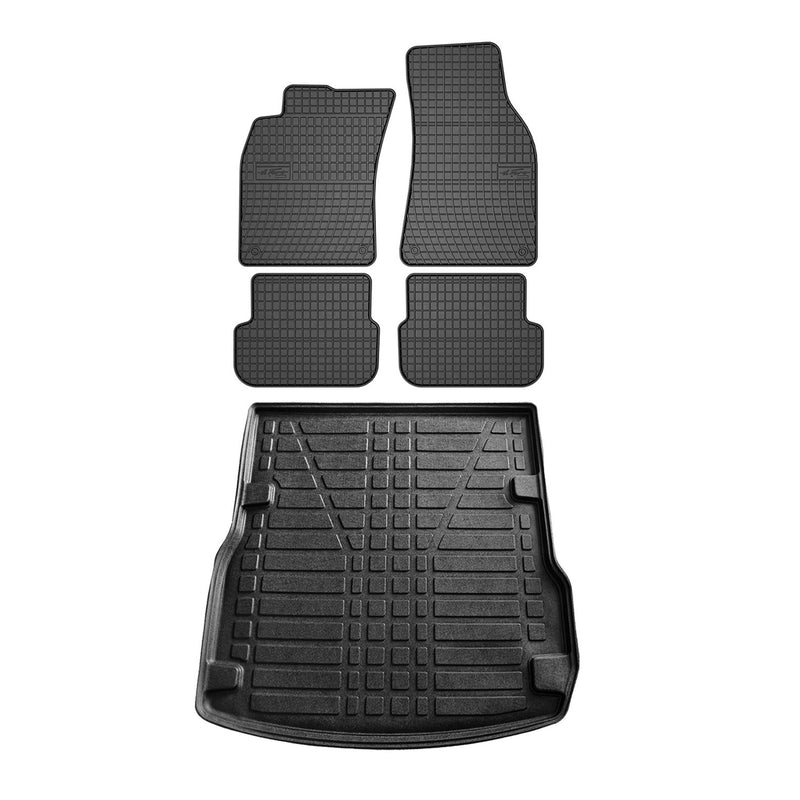 Fußmatten & Kofferraumwanne Set für Audi A6 C6 Allroad Avant 2004-2008 Gummi 5x