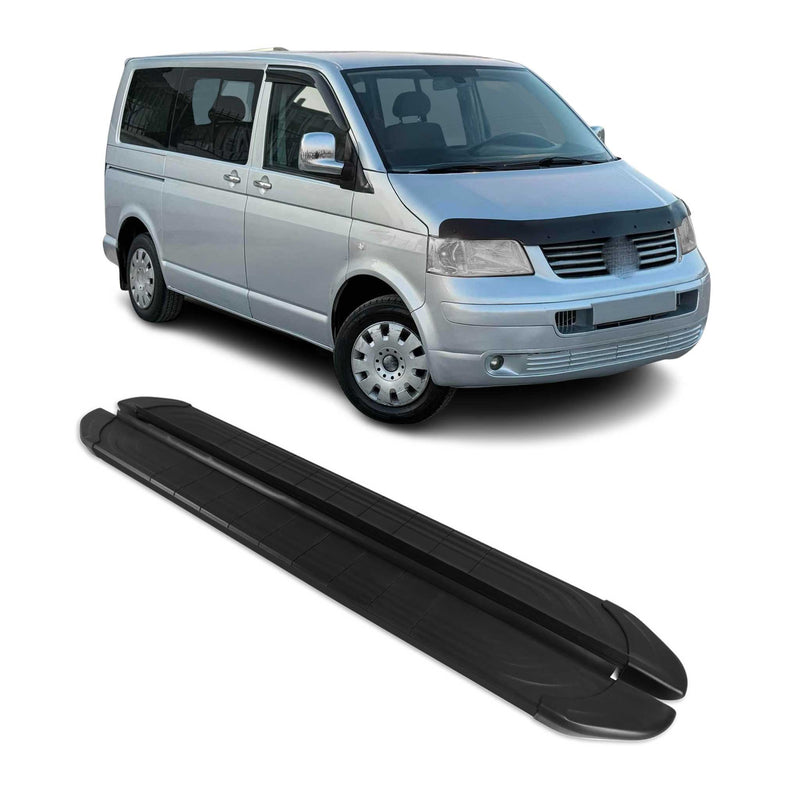 Trittbretter Seitenschweller für VW Transporter T5 2003-15 L1 Kurzer Alu Schwarz