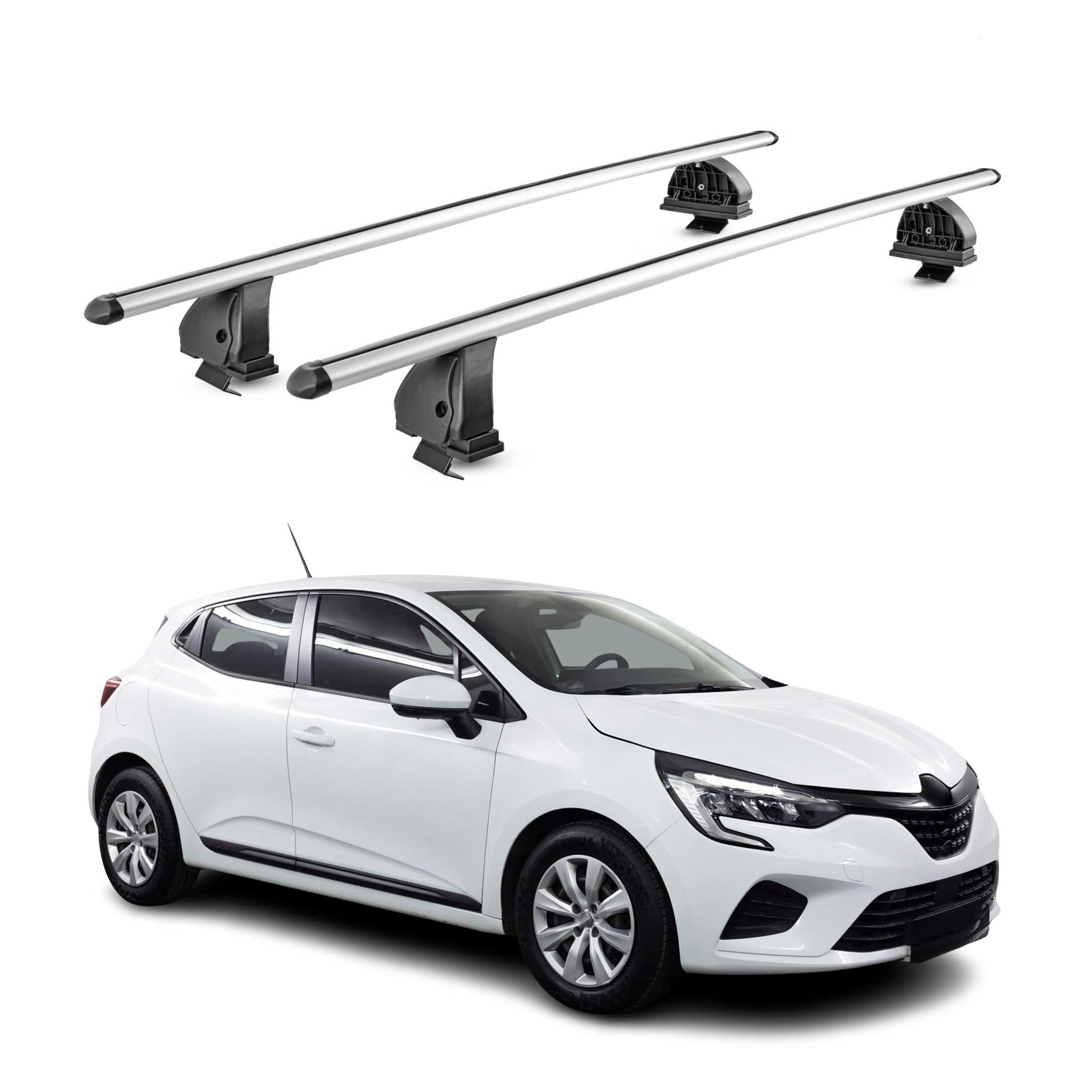 Alu Dachträger für Renault Clio V 2019-2026 TÜV T-Nut Abschließbar 2tlg Silber