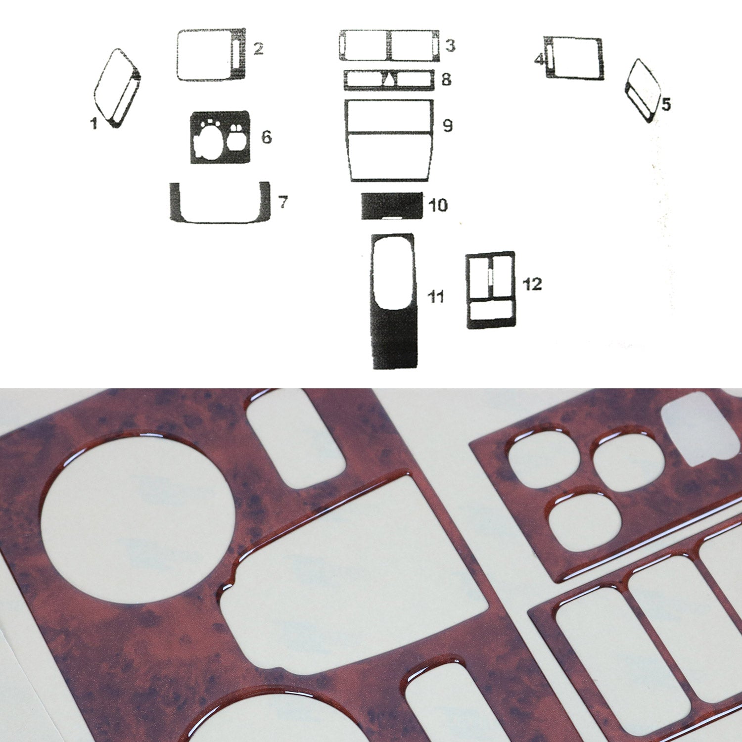 Innenraum Dekor Cockpit für Audi A6 C5 4B 2001-2004 Wurzelholz Optik 14tlg