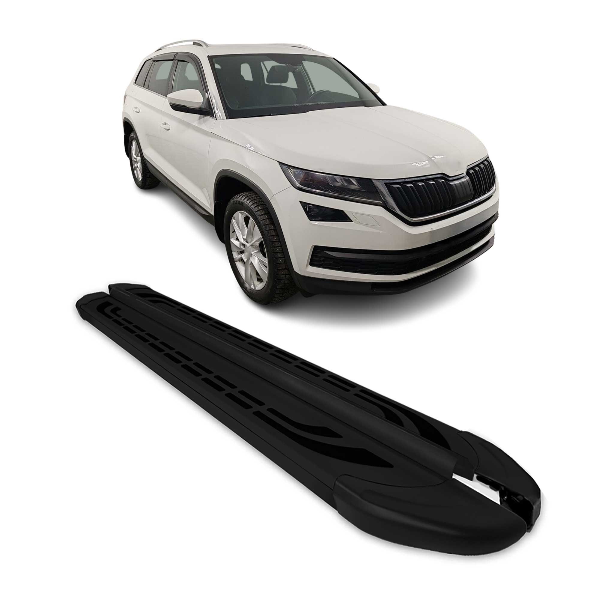 Trittbretter Seitenschweller Seitenbretter für Skoda Kodiaq 2017-23 Alu Schwarz
