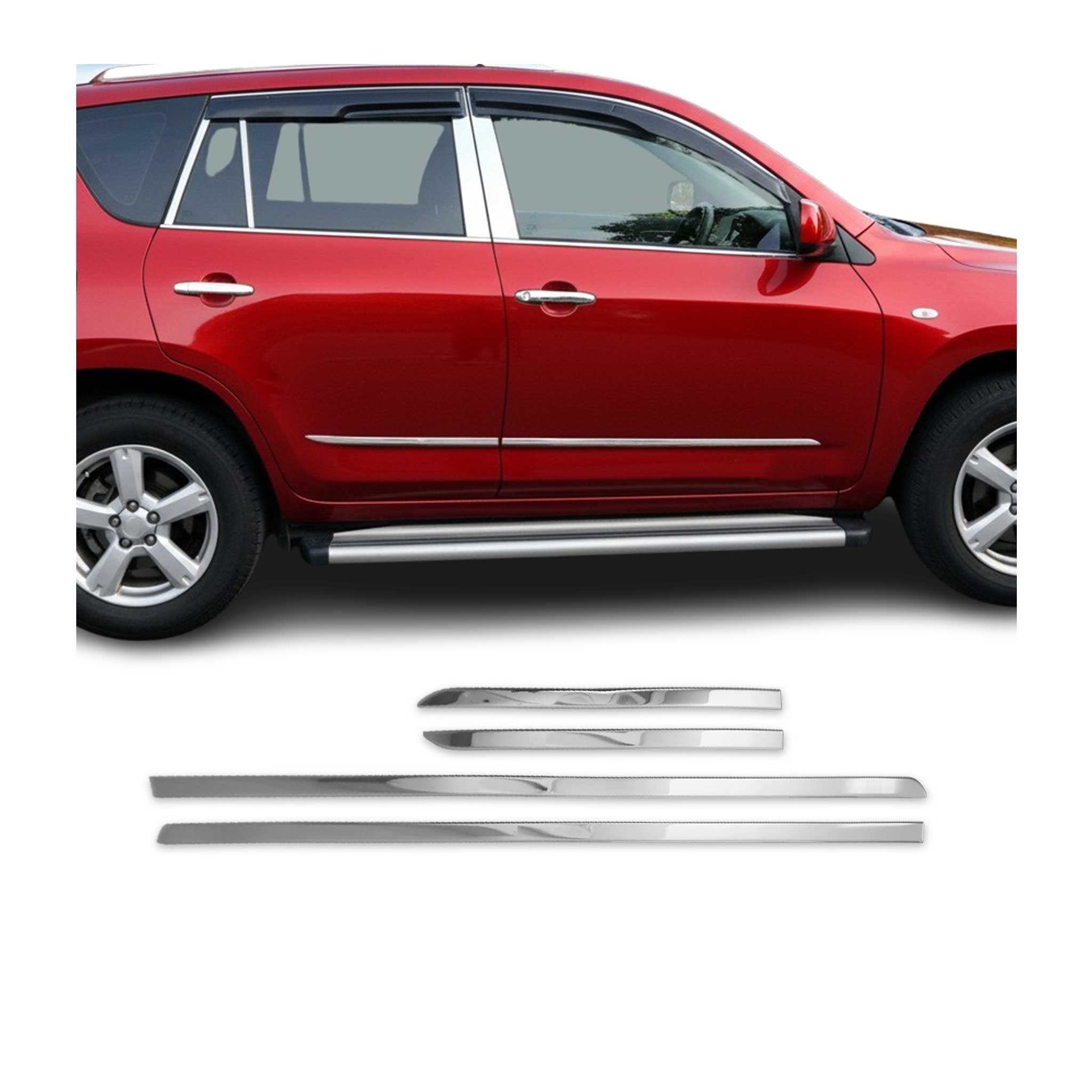 Seitentürleiste Türleisten Türschutzleiste für Toyota RAV4 2012-2018 Chrom 2x
