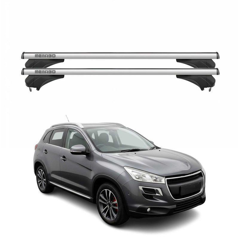 Menabo Dachträger Grundtäger für Peugeot 4008 2013-2017 Aluminium Silber 2 tlg