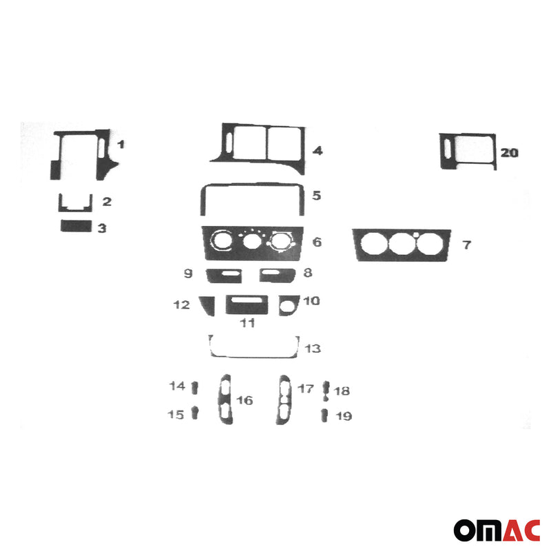 Innenraum Dekor Cockpit für Opel Vectra B 1998-2002 Aluminium Optik 20tlg