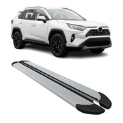 Trittbretter Seitenschweller für Toyota RAV4 Hybrid 2019-2025 Alu Silber 2 tlg
