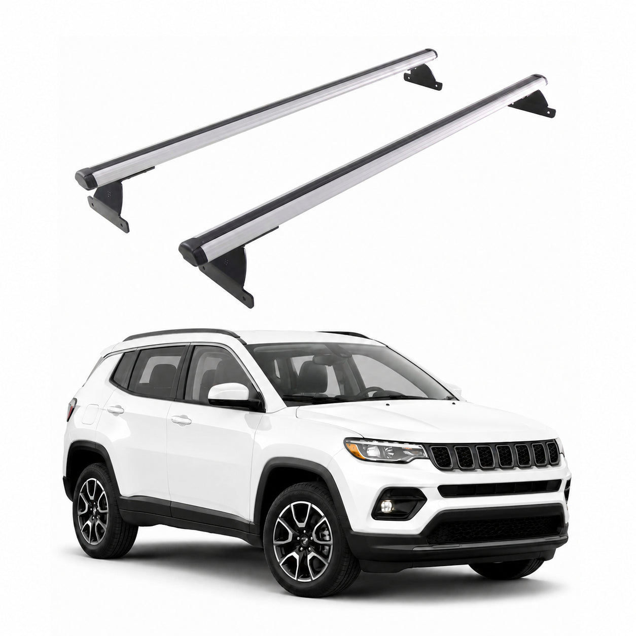 Dachträger Grundtäger für Jeep Compass II 2017-2025 75kg Aluminium Silber 2x