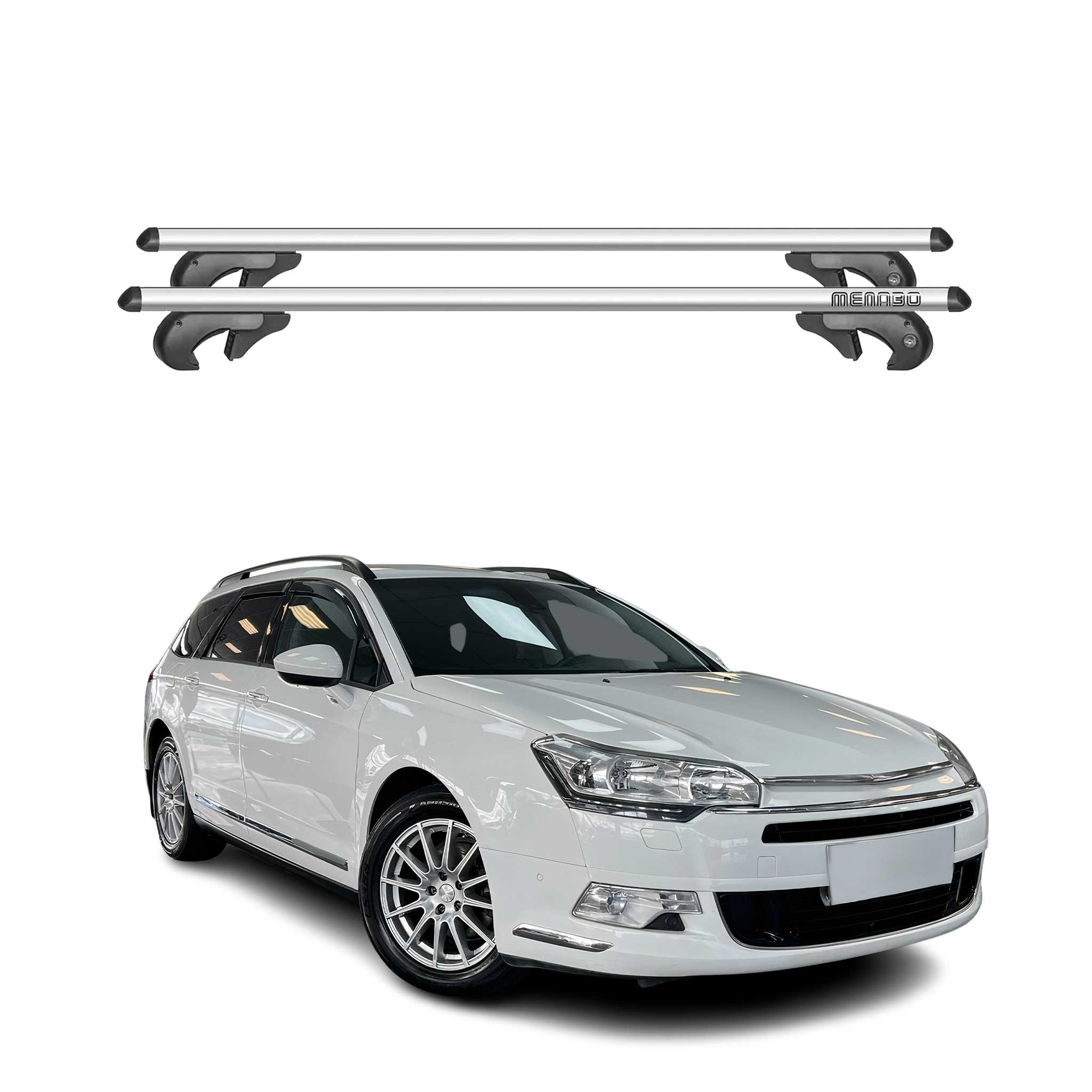 Menabo Dachträger für Citroen C5 Cross Tourer 2014-2017 90kg Alu Silber 2x
