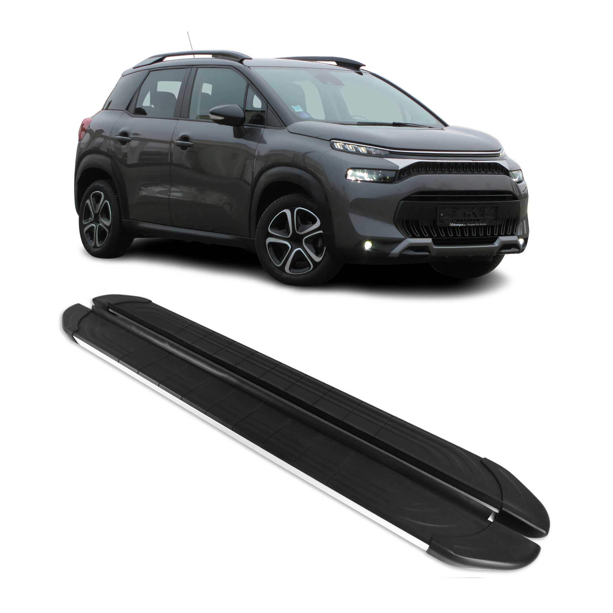 Trittbretter für Citroen C3 Aircross 2017-2024 Aluminium Schwarz Silber