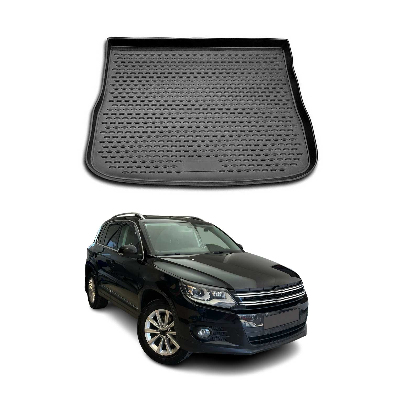 Kofferraummatte Kofferraumwanne für VW Tiguan 2007-2016 Gummi TPE Schwarz