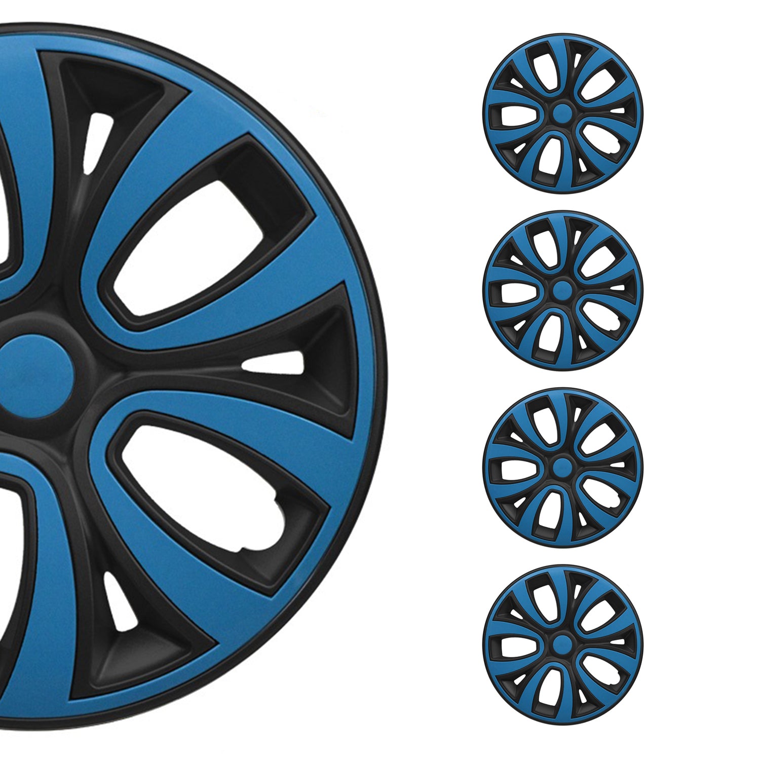 4x Radblenden Radkappen Radzierblenden 16" Zoll Stahlfelgen Matt Schwarz Blau