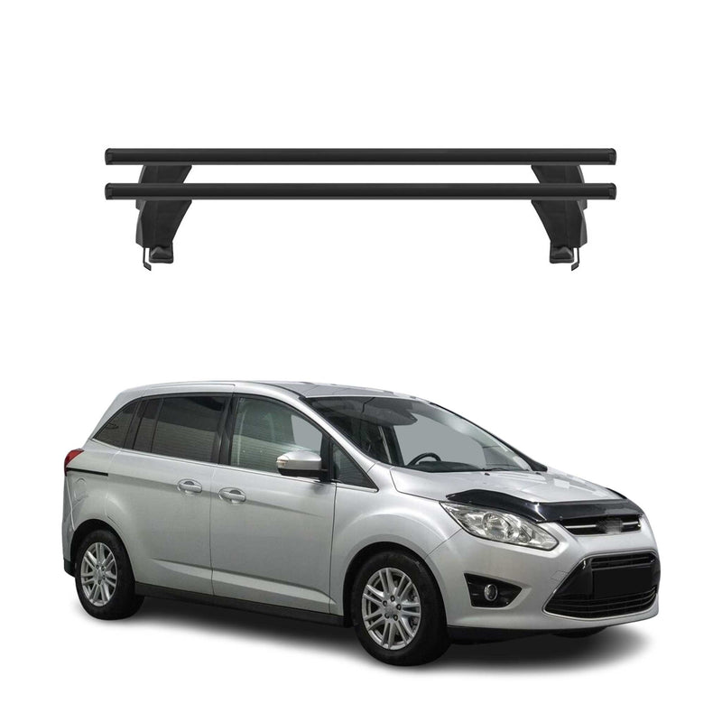 Menabo Dachträger Grundtäger für Ford C-Max 2010-2019 50kg Alu Schwarz 2 tlg