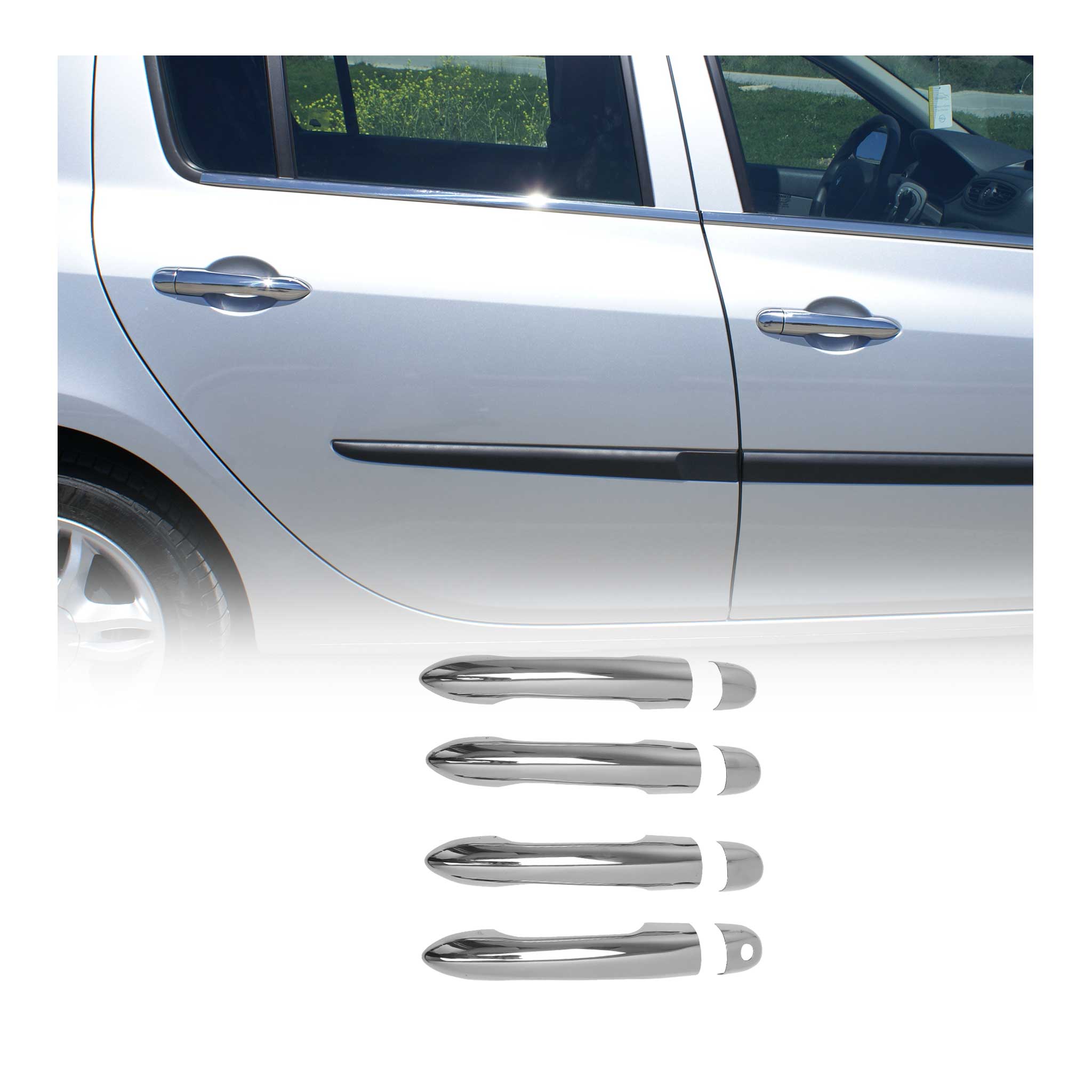 Türgriffkappen Blenden für Renault Megane 2002-2009 Chrom Edelstahl 4-Tür 8 tlg