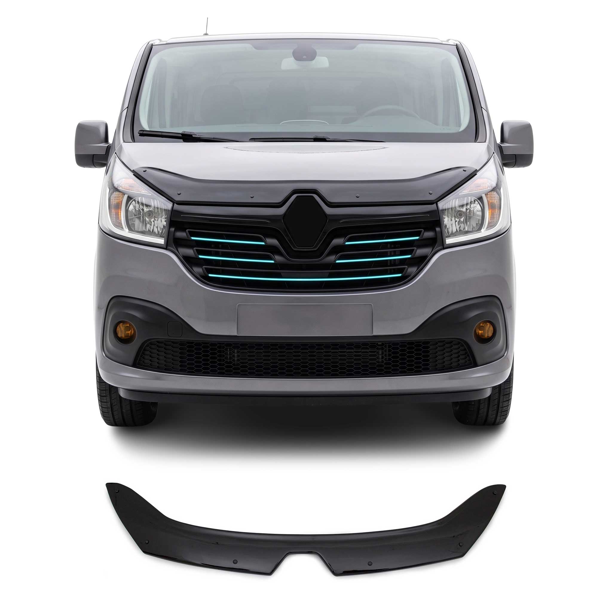Motorhaube Deflektor Insektenschutz für Renault Trafic 2014-2019 Pre-FL Dunkel