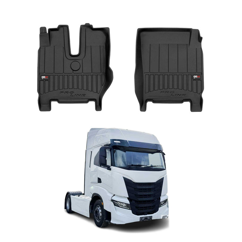 OMAC Gummi Fußmatten für Iveco S-Way 2019-2025 Premium TPE Automatten Schwarz 2x