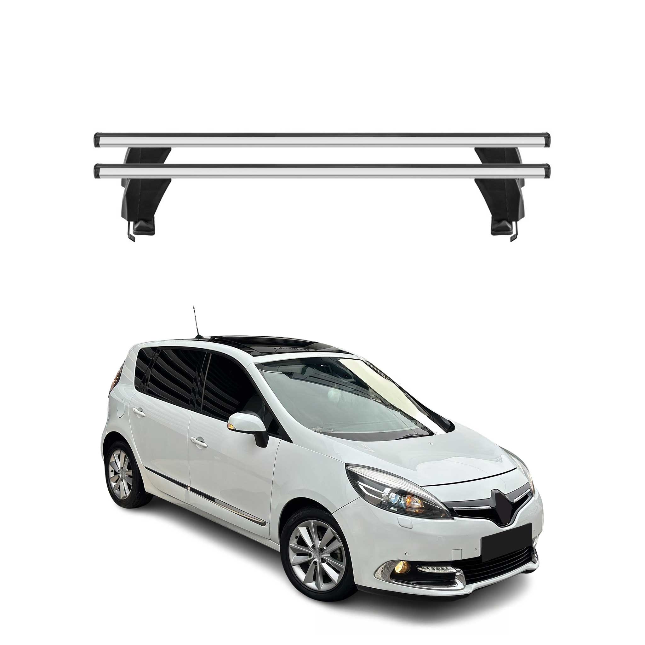 Menabo Dachträger für Renault Grand Scenic mk3 2013-2016 FL 50kg Alu Silber 2x
