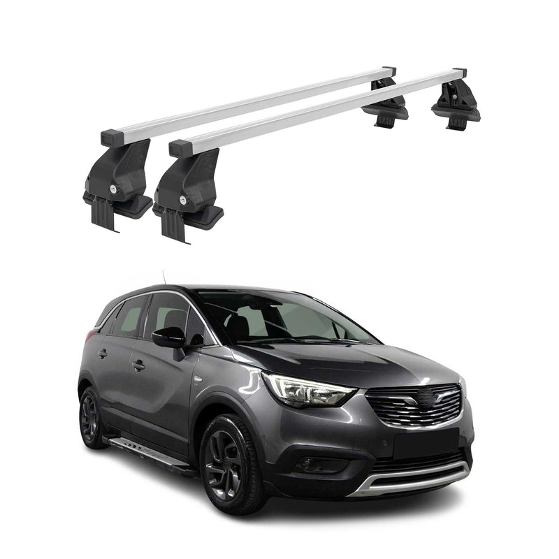 Menabo Dachträger Grundtäger für Opel Crossland X 2017-2020 50kg Stahl Silber 2x