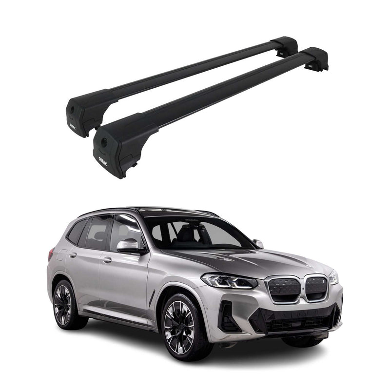 Dachträger Grundtäger für BMW IX3 G08 2020-2025 75kg Aluminium Schwarz 2 tlg