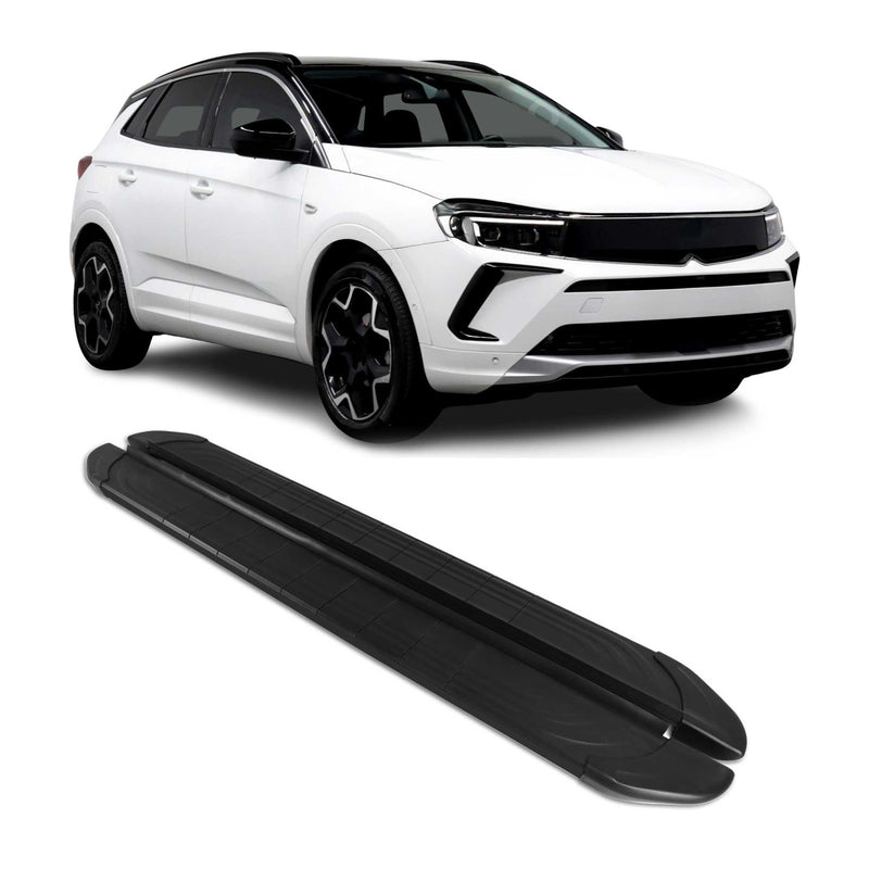 Trittbretter Seitenschweller für Opel Grandland 2021-2025 Aluminium Schwarz 2tlg