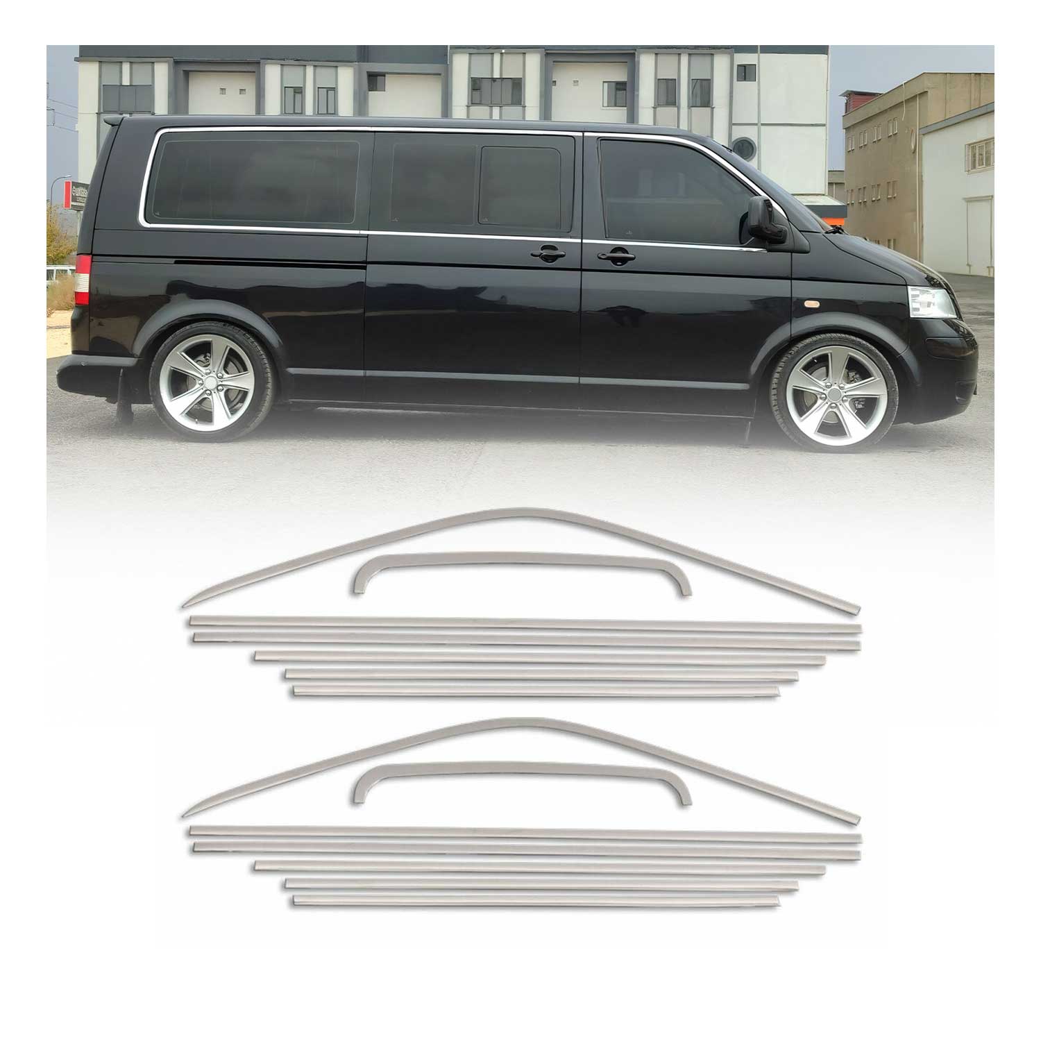 Fensterleisten Zierleisten für VW Multivan T5 2003-2015 Kurzer Doppelschiebetür