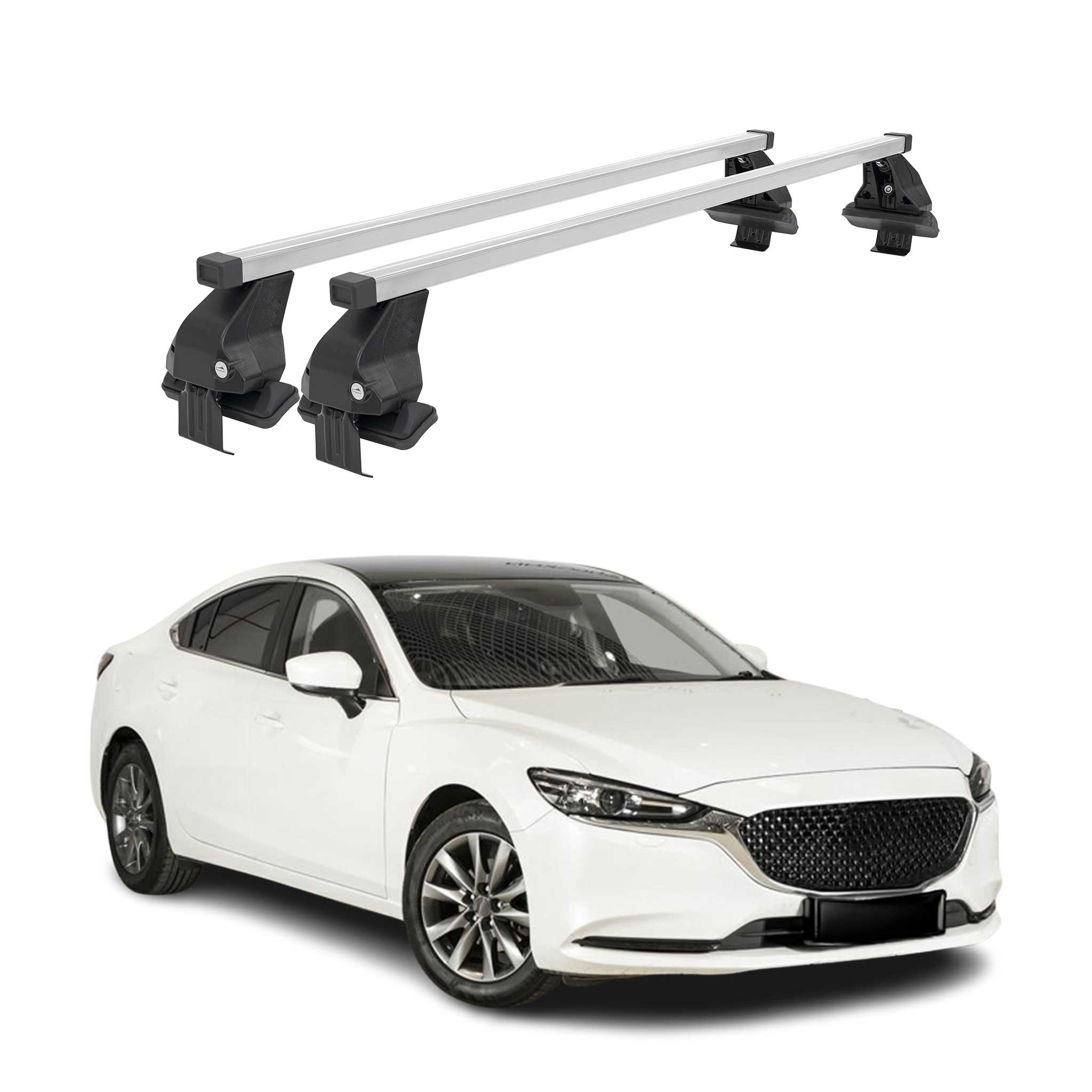 Menabo Dachträger Grundtäger für Mazda 6 Limo 2012-2025 50kg Stahl Silber 2 tlg