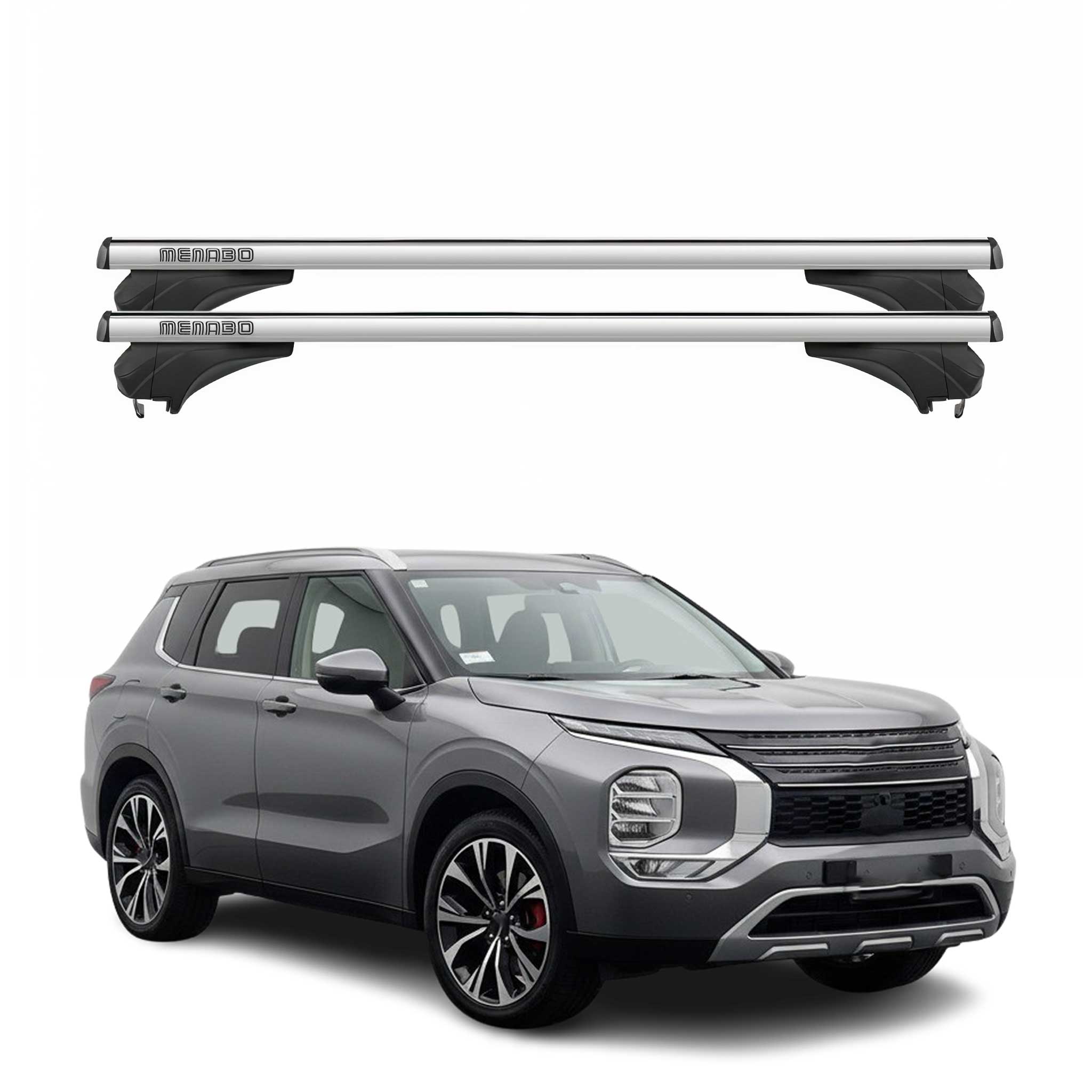 Menabo Dachträger Grundtäger für Mitsubishi Outlander 2021-2026 Alu Silber 2 tlg