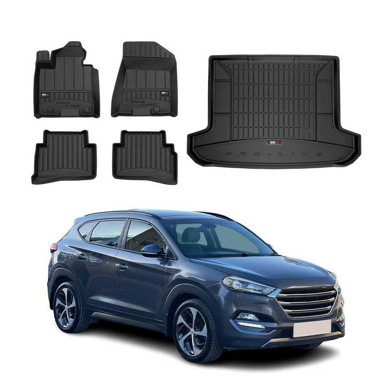 OMAC Fußmatten & Kofferraumwanne Set für Hyundai Tucson 2015-2020 Gummi 5x
