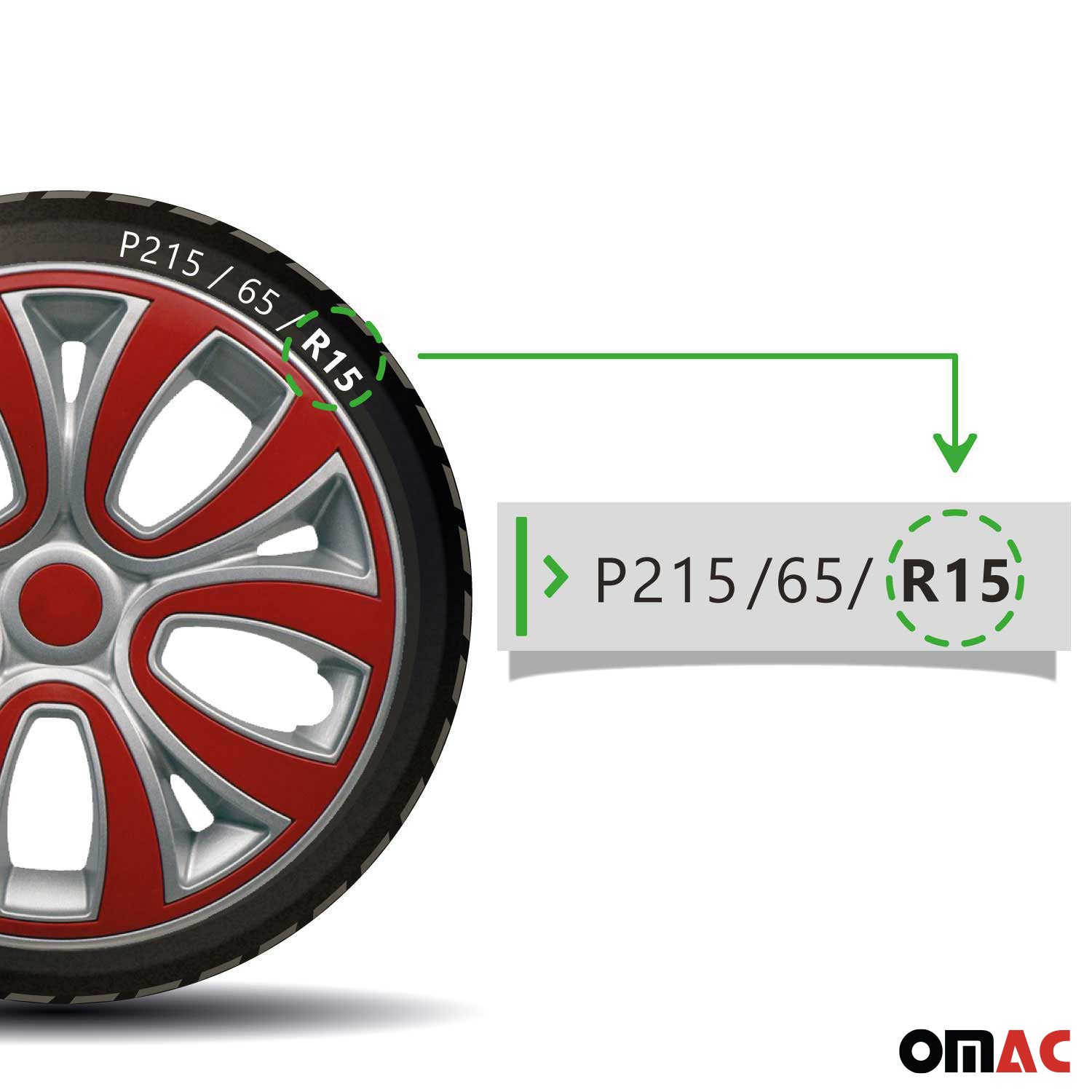 4x Radblenden Radkappen Radzierblenden für 15" Zoll Stahlfelgen Silber Rot