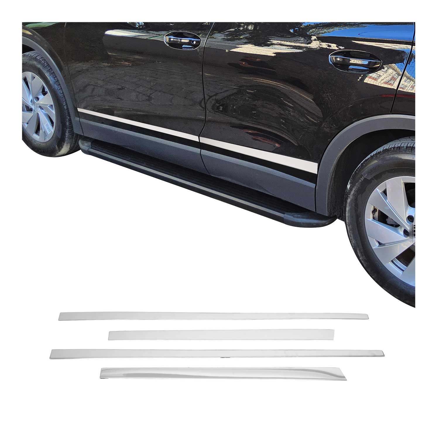 Seitentürleiste Türschutzleiste für VW Tiguan mk3 2024-2026 Edelstahl Chrom 4tlg