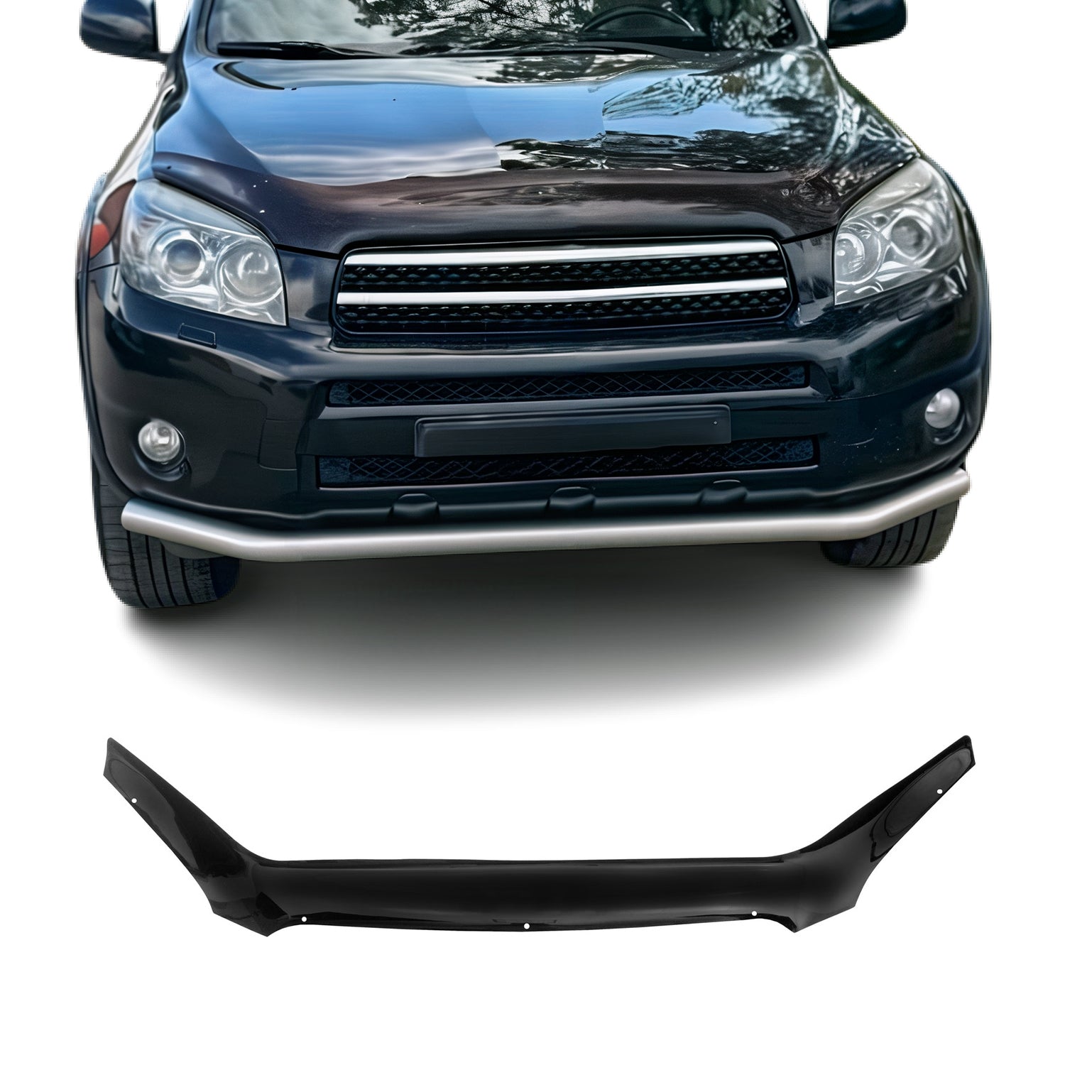 Motorhaube Deflektor Steinschlagschutz für Toyota Rav4 III 2005-2010 Schwarz