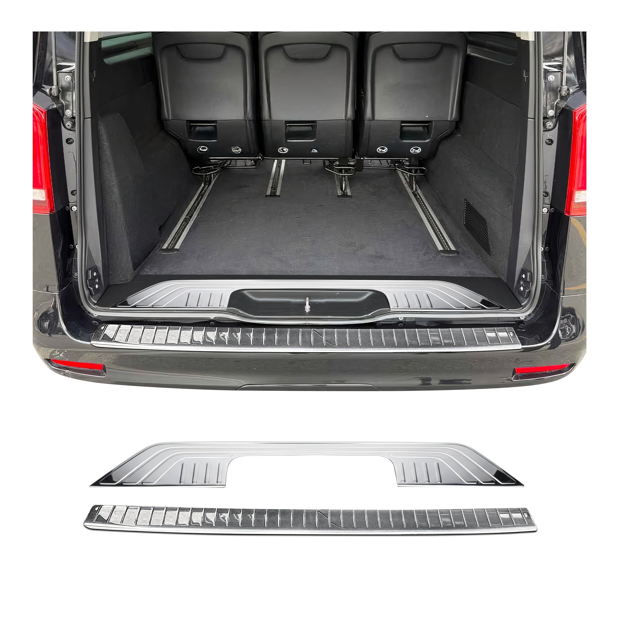 Ladekantenschutz & Stoßstange Satz für Mercedes Vito W447 2014-26 Chrom Glänzend