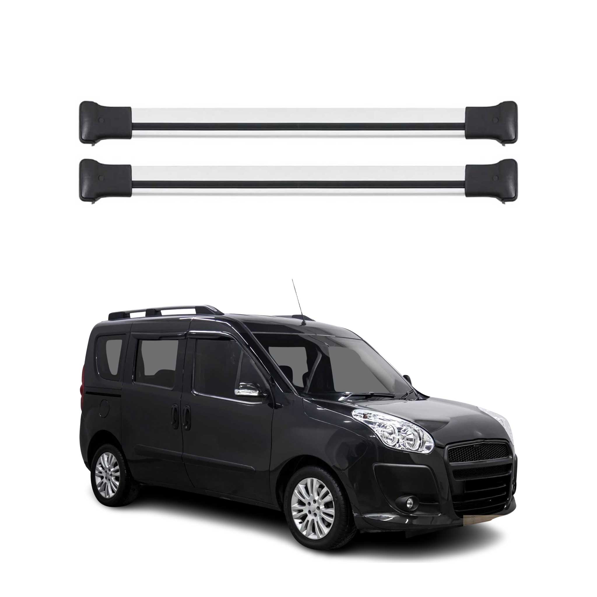 Dachträger Grundtäger für Fiat Doblo 2010-2022 75kg Aluminium Silber 2tlg