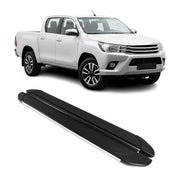 Trittbretter Seitenschutz für Toyota Hilux DoubleCab 2015-26 Alu Schwarz Silber