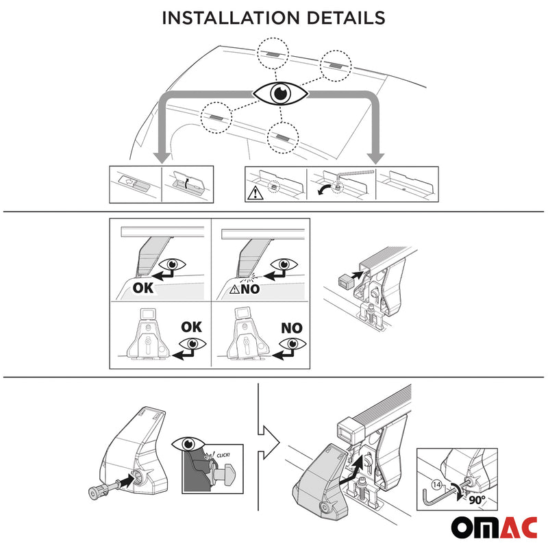 Menabo Stahl Gepäckträger Dachträger für VW Transporter 2003-2015 Grau 2x