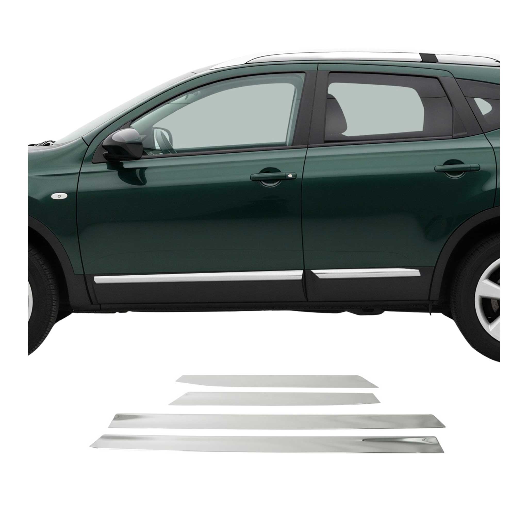 Seitentürleiste Türschutzleiste für Nissan Qashqai +2 2008-2014 Edelstahl 4x