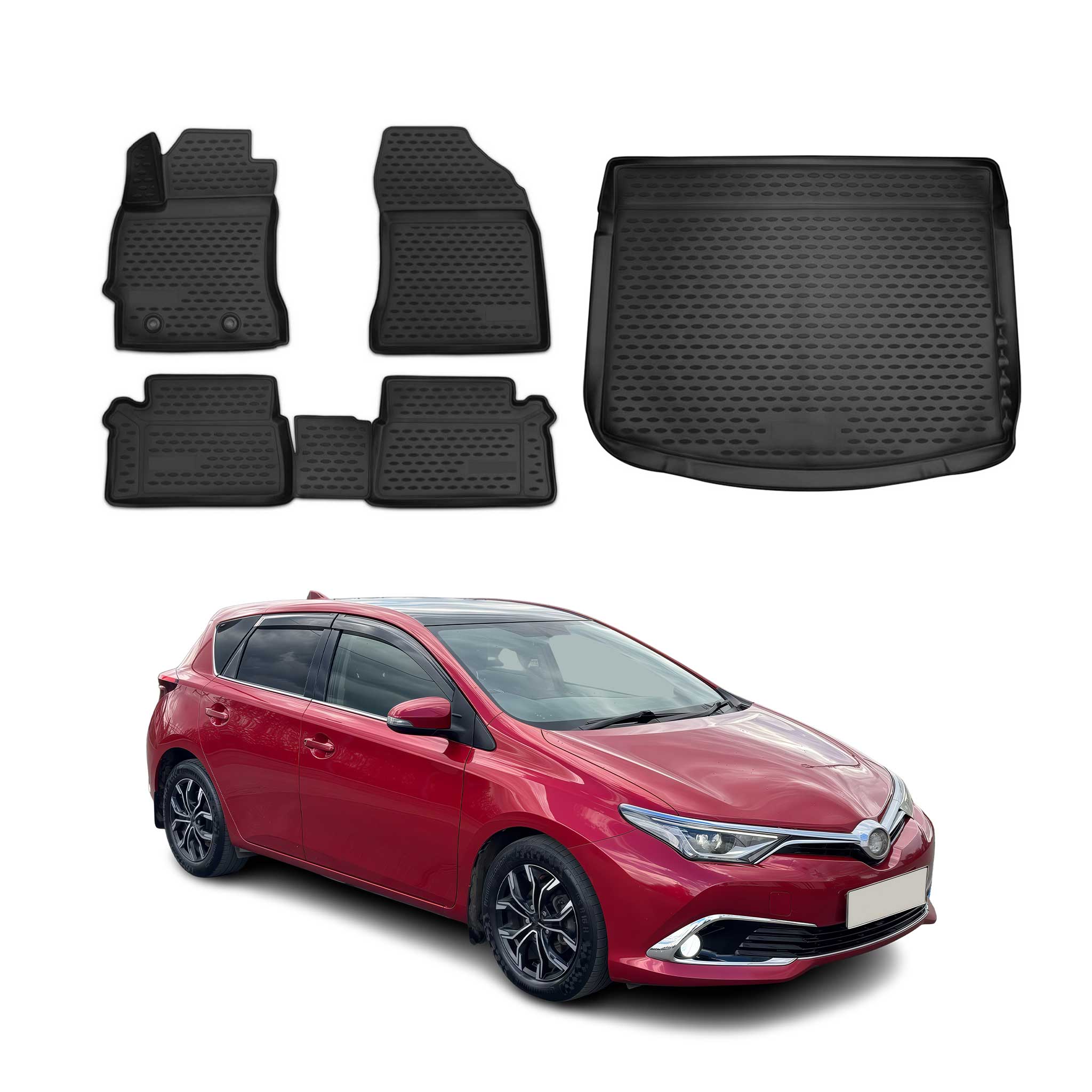 Fußmatten & Kofferraumwanne Set für Toyota Auris 5tür 2012-2018 TPE Schwarz