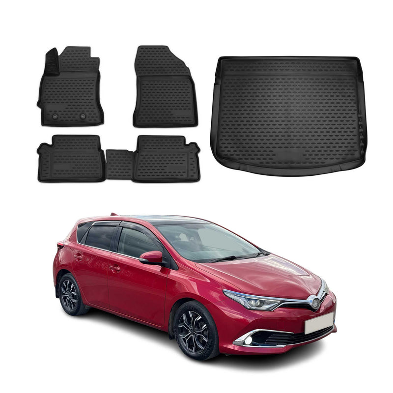 Fußmatten & Kofferraumwanne Set für Toyota Auris 5tür 2012-2025 TPE Schwarz