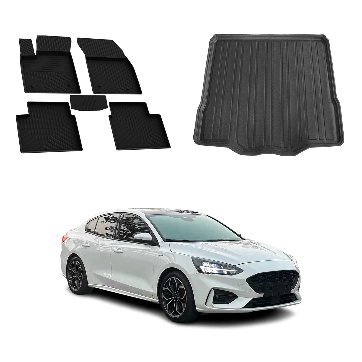 OMAC Fußmatten & Kofferraumwanne Set für Ford Focus mk4 Limo 2019-2025