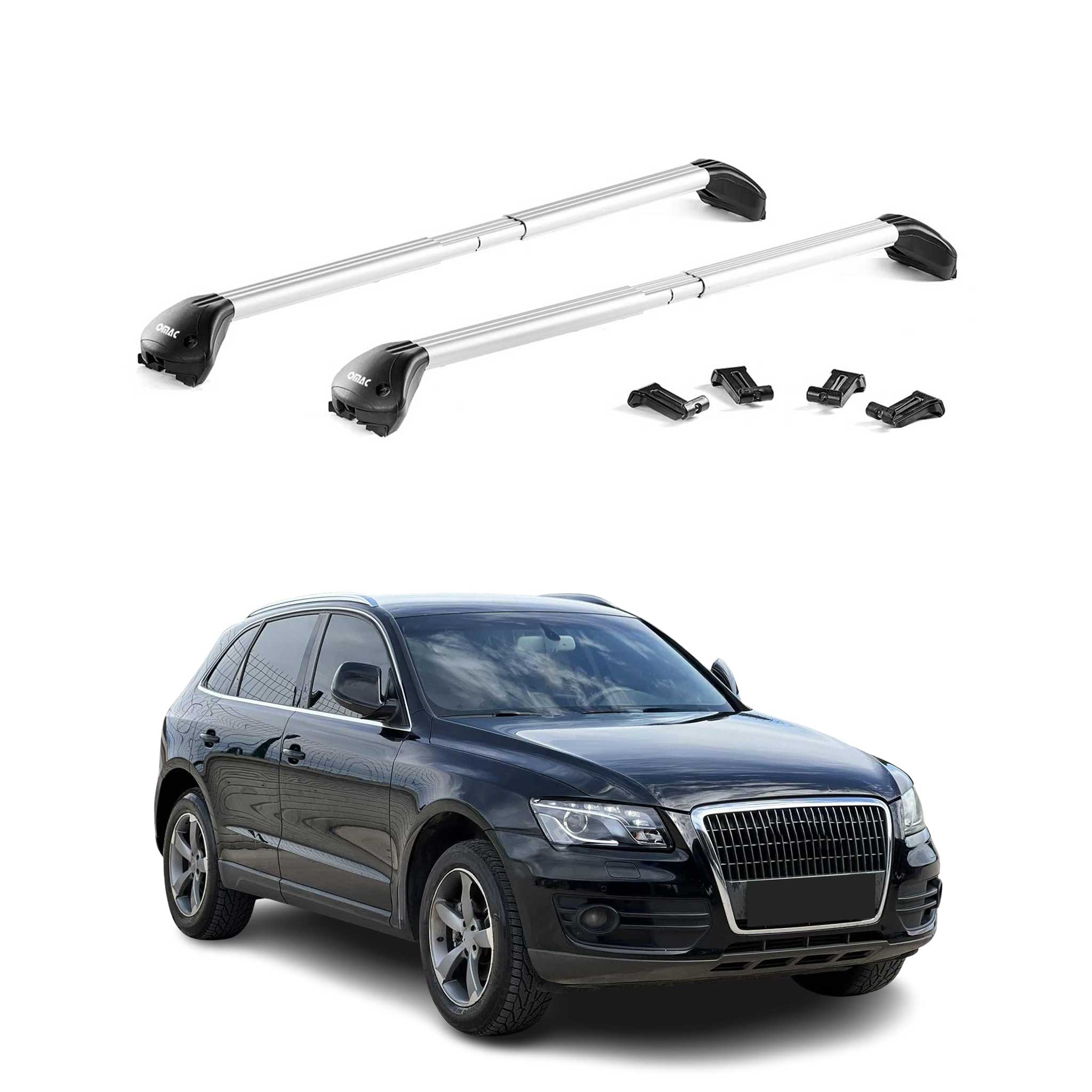 Dachträger Grundtäger für Audi Q5 8R FY 2008-2025 100kg Alu Silber 2 tlg ABE