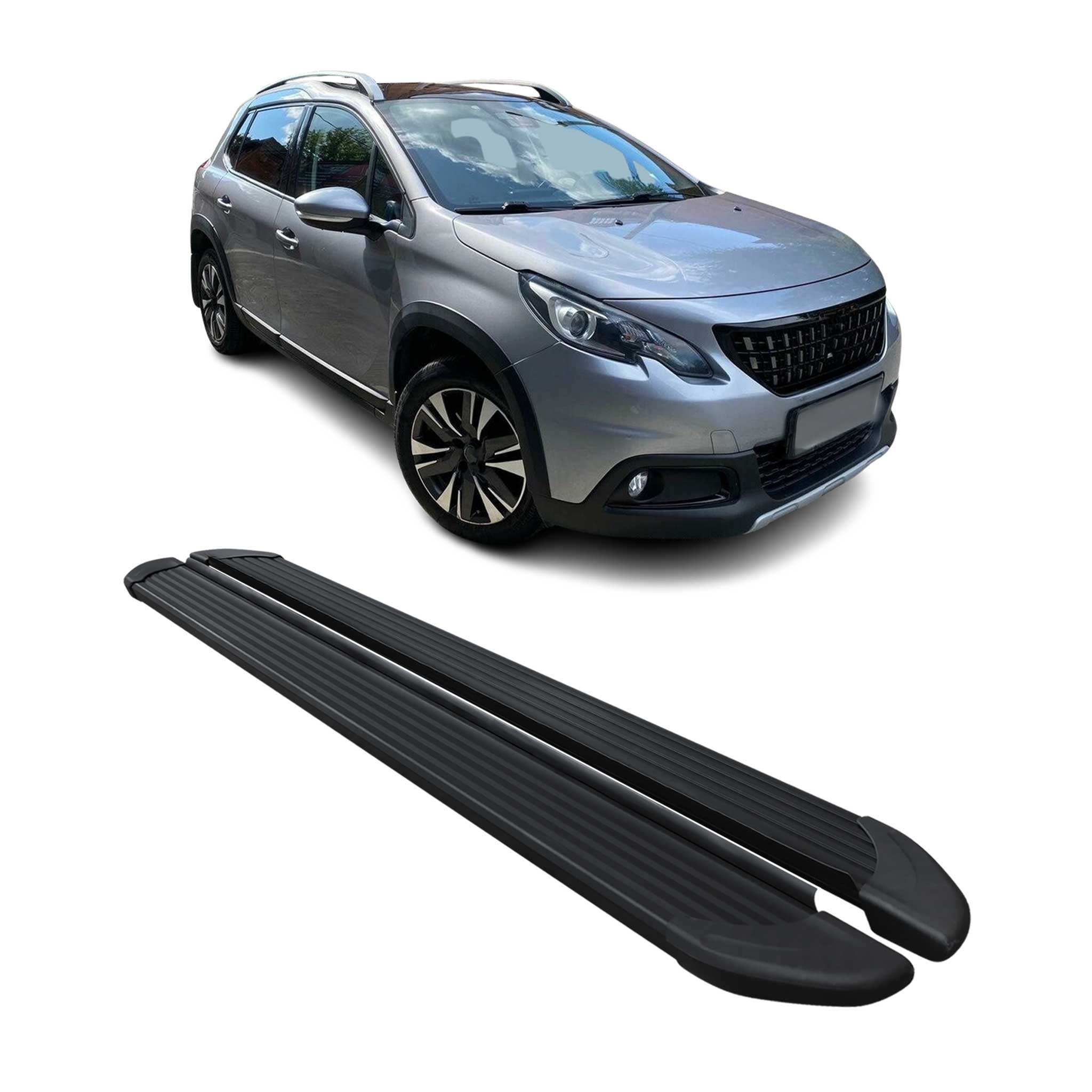 Seitenschweller Trittbretter Schweller für Peugeot 2008 2013-2019 Alu Schwarz