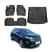 OMAC Fußmatten & Kofferraumwanne Set für Ford Edge 2014-2024 Gummi Schwarz 5x