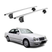 Alu Dachträger für Mercedes E Klasse W210 1996-2002 TÜV T-Nut 75 kg 2tlg Silber