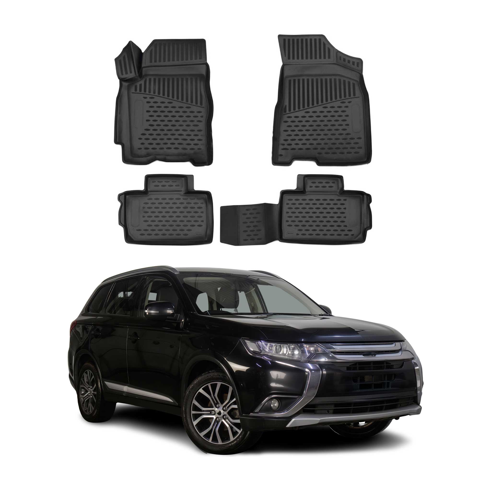 OMAC Gummimatten Fußmatten für Mitsubishi Outlander 2013-2021 TPE Schwarz 4x