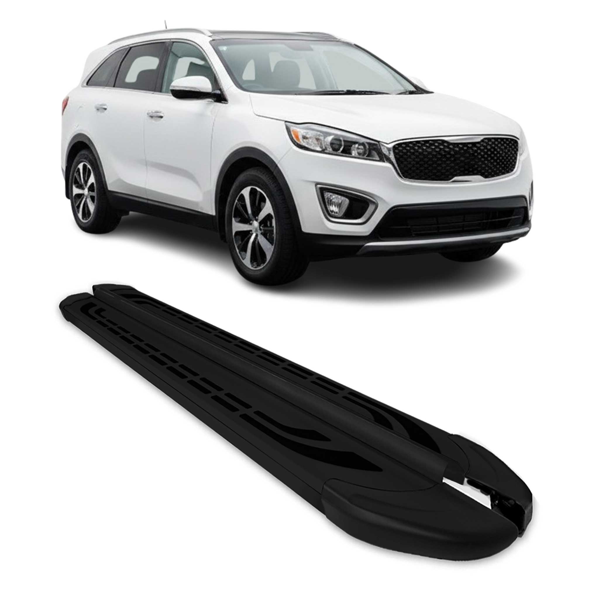 Trittbretter Schweller Seitenbretter für Kia Sorento FL II 2012-2015 Alu Schwarz